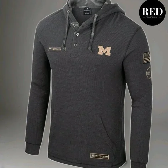 Colosseum Charcoal Michigan Wolverines OHT Military Appreciation Henley - XL - Picture 2 of 6
